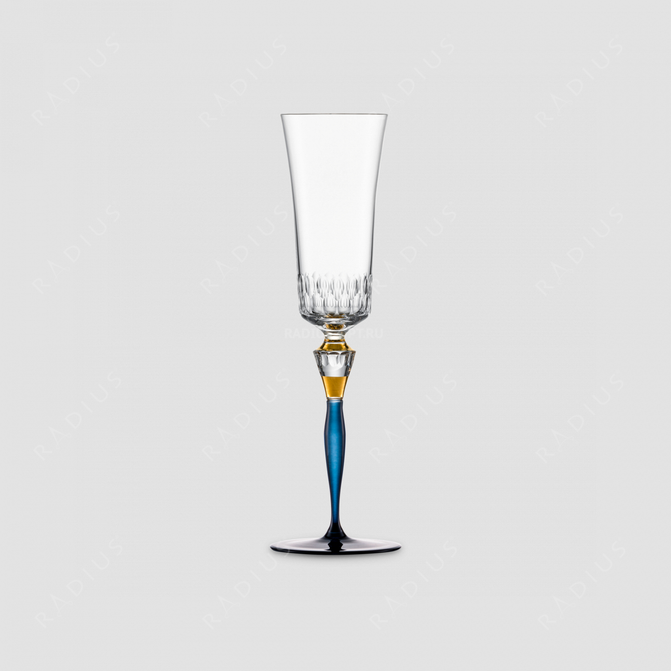 Бокал для шампанского, объем 250 мл, материал - бессвинцовый хрусталь, синий с золотом, серия Champagner Exklusiv, EISCH, Германия