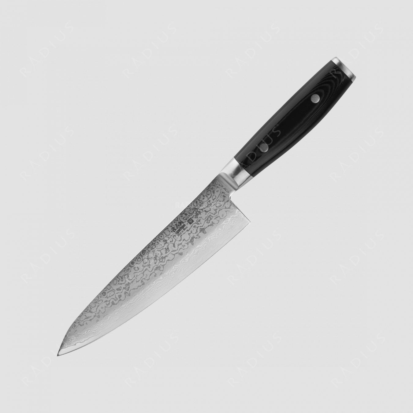 Профессиональный поварской кухонный нож 20 см, «Gyuto», дамасская сталь, серия Ran, YAXELL, Япония