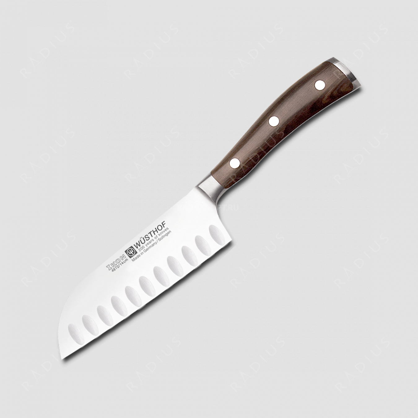 Нож кухонный Сантоку с углублениями на кромке 14 см, серия Ikon, WUESTHOF, Золинген, Германия
