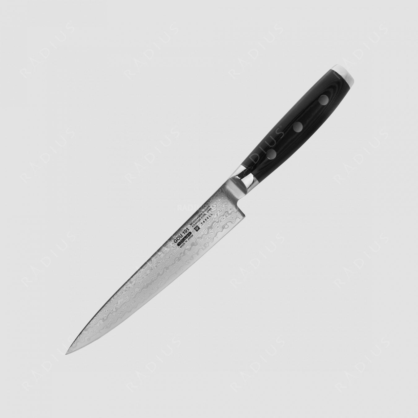 Нож кухонный для тонкой нарезки 15 см, «Petty», дамасская сталь, серия Gou, YAXELL, Япония