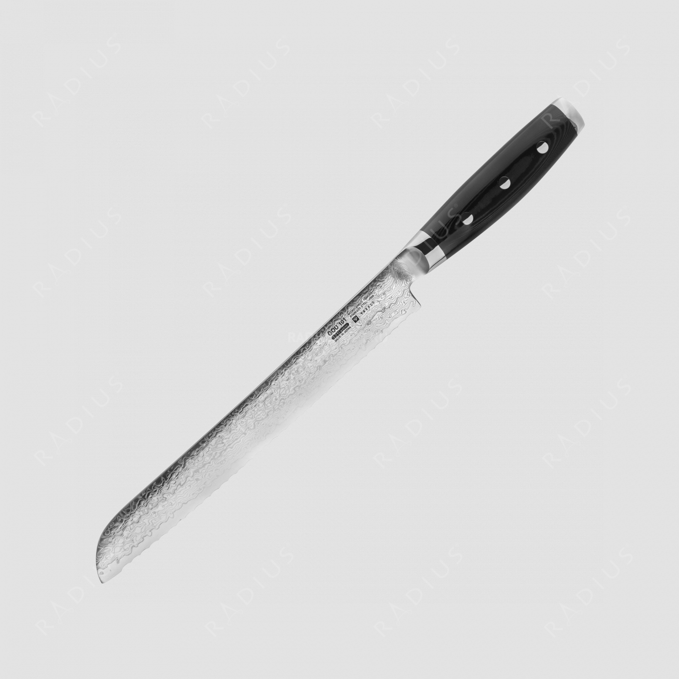Нож кухонный для хлеба 23 см, «Pankiri», дамасская сталь, серия Gou, YAXELL, Япония
