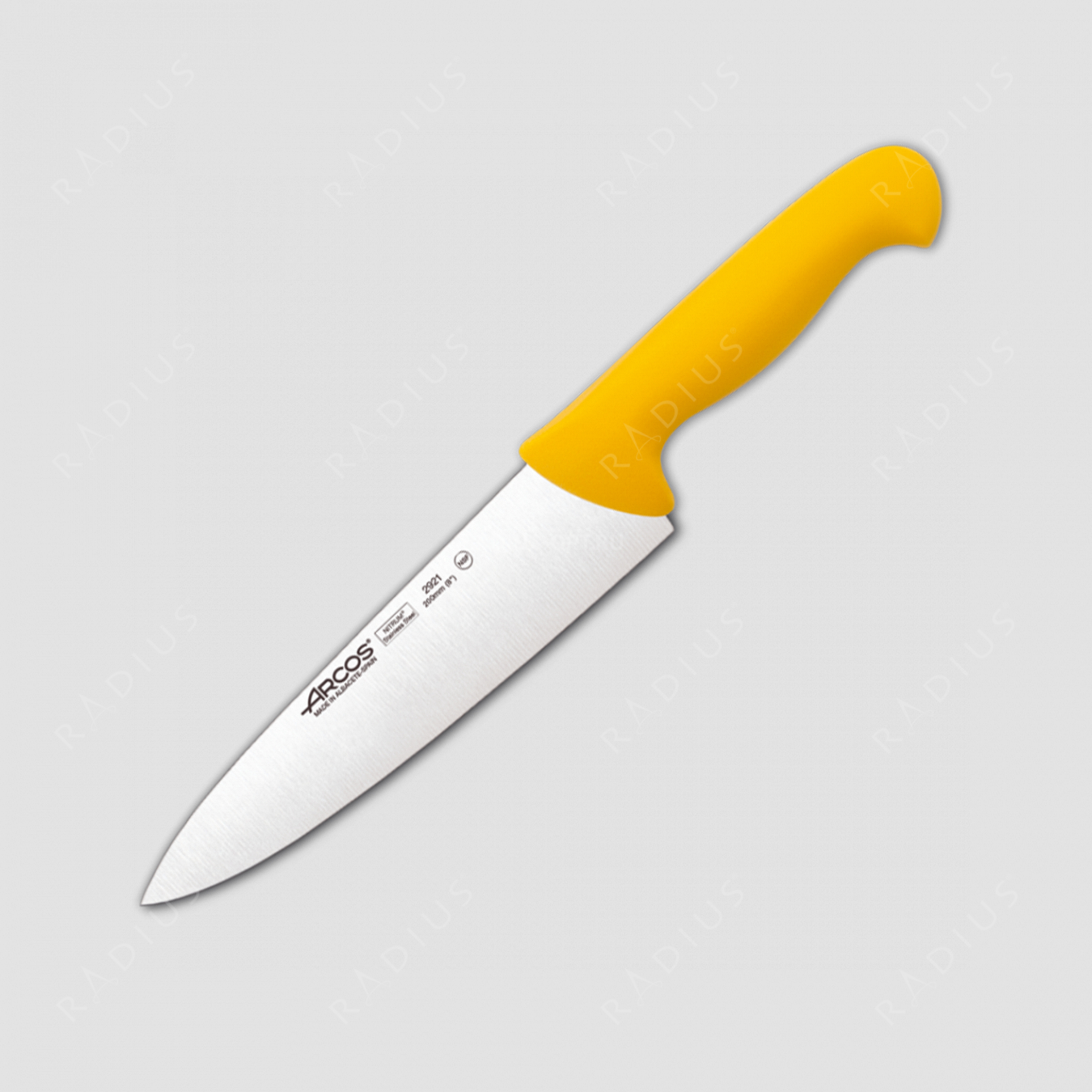 Профессиональный поварской кухонный нож 20 см, рукоять желтая, серия 2900, ARCOS, Испания