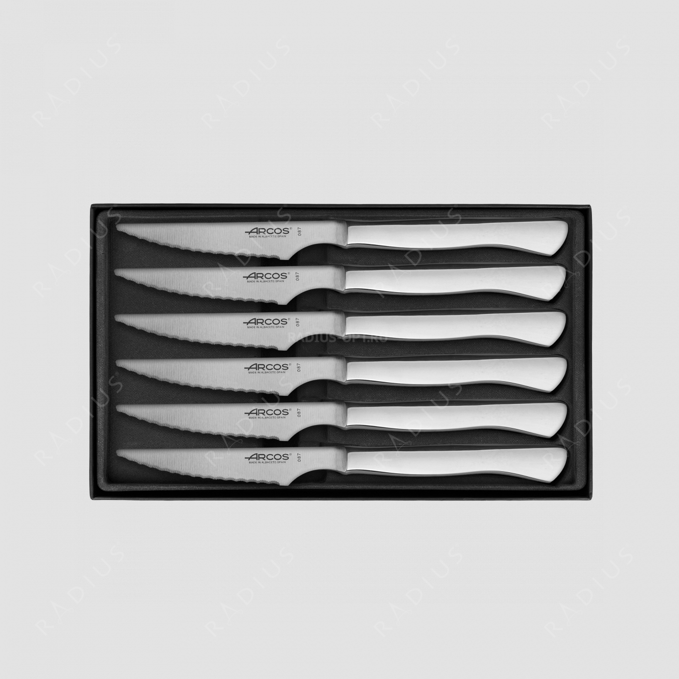 Набор столовых ножей для стейка 6 шт, рукоять нержавеющая сталь, серия Steak Knives, ARCOS, Испания