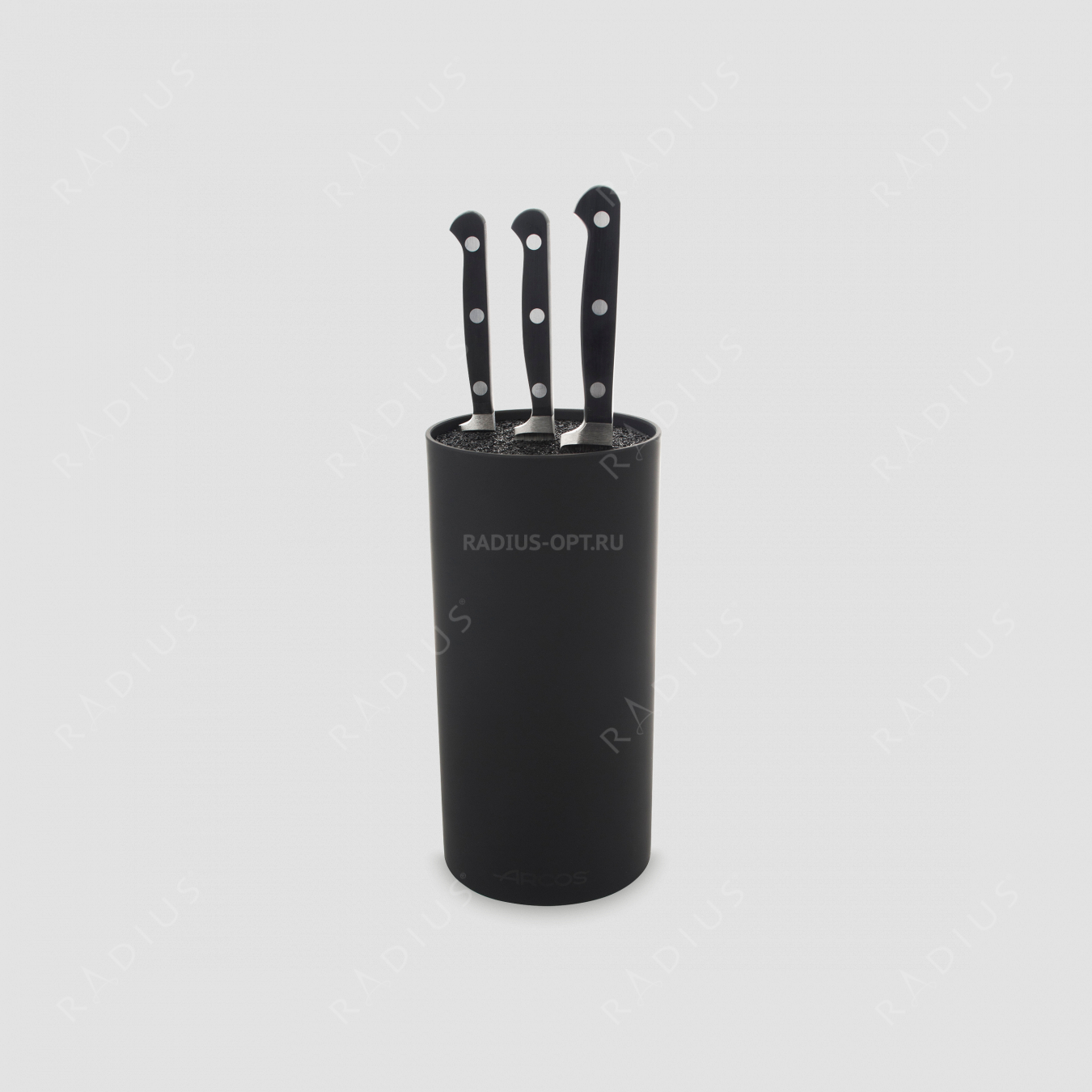 Набор из 3-х кухонных ножей с черной подставкой, серия Clasica, ARCOS, Испания