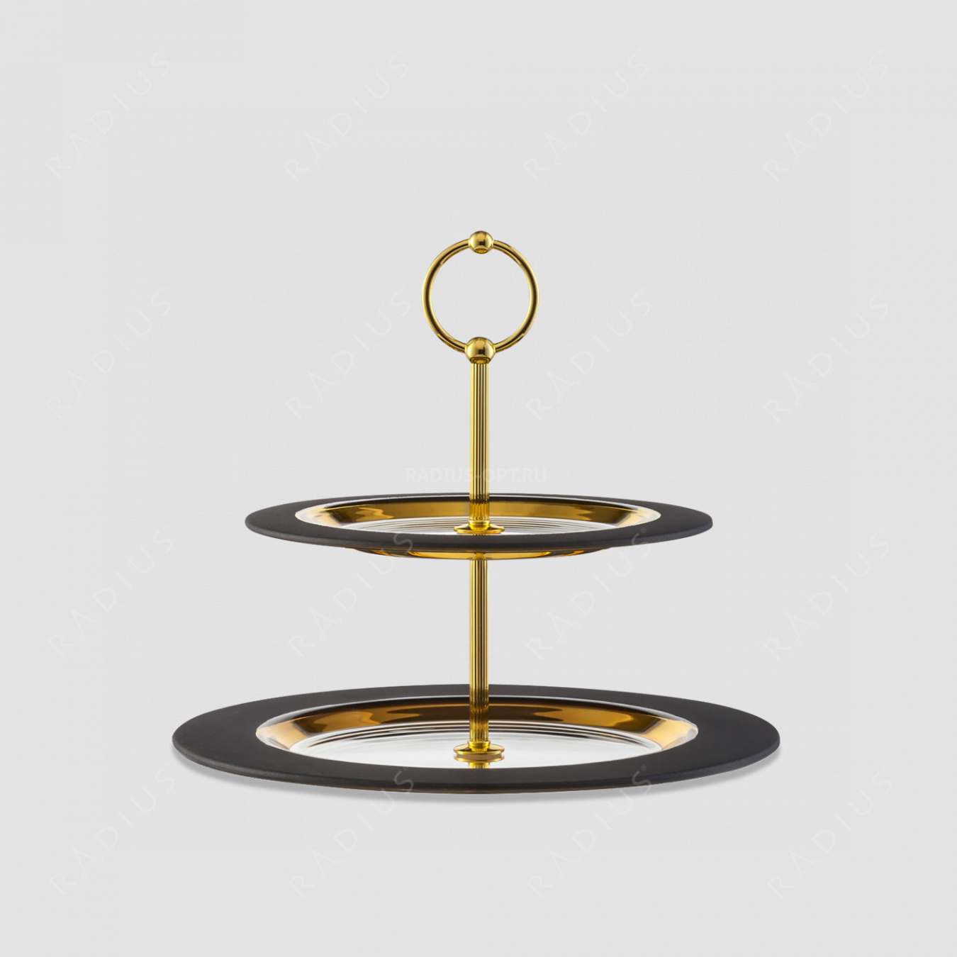 Этажерка для пирожных Gold, размер: 32 х 25 см, материал: бессвинцовый хрусталь, цвет: черный/золото, серия Cosmo, EISCH, Германия
