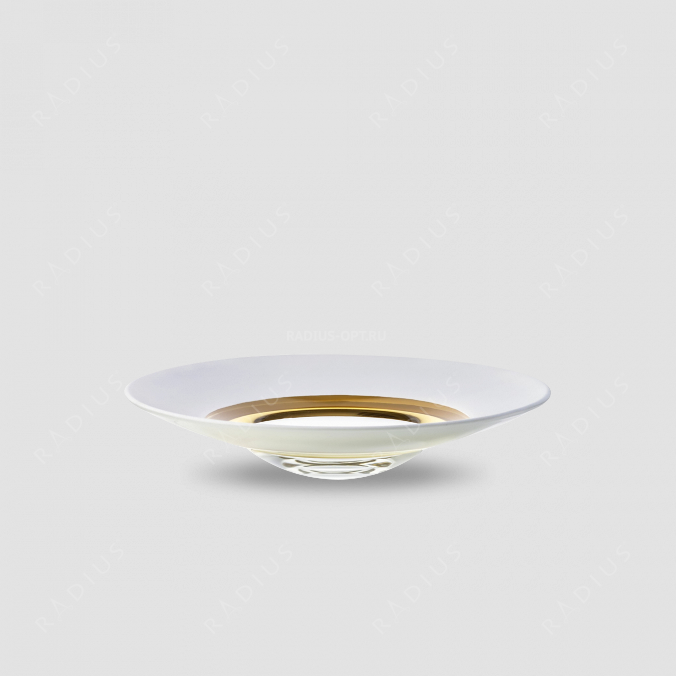 Тарелка глубокая Weiss, диаметр: 35 см, материал: бессвинцовый хрусталь, цвет: белый/золото, серия Cosmo, EISCH, Германия