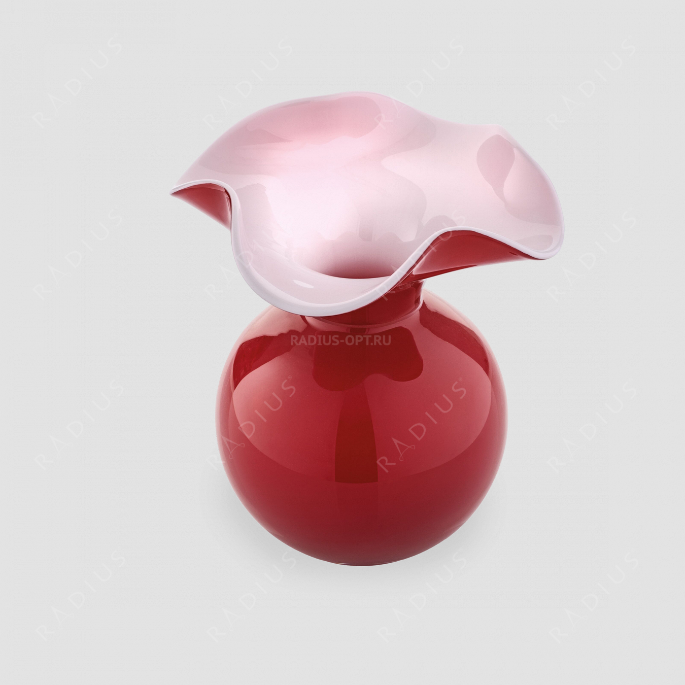 Стеклянная ваза для цветов, диаметр: 16 см, высота: 18 см, материал: стекло, цвет: красный, серия Primula, IVV (Italy), Италия