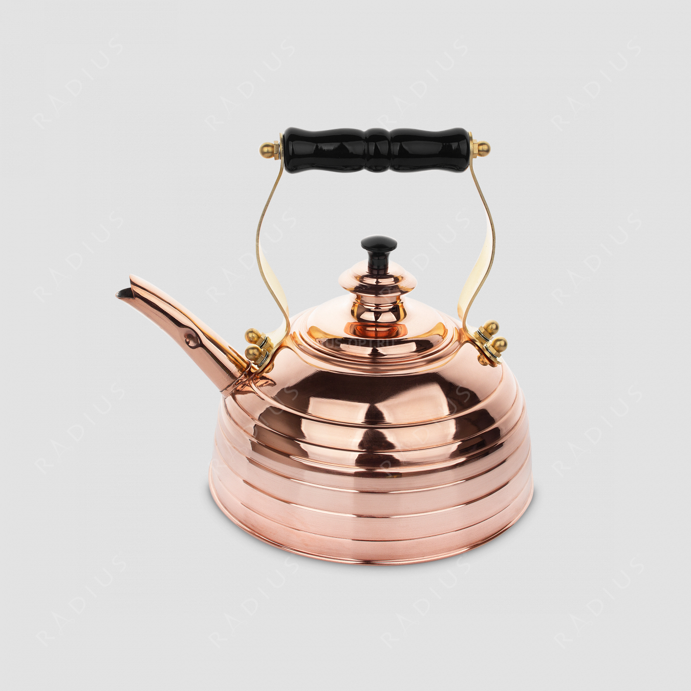 Чайник для плиты (газ и электро) эдвардианской ручной работы, медь, объем 1,7 л, серия Beehive, RICHMOND, Великобритания